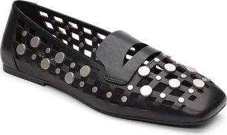 Ash Bali Studded Cutout Loafer in Black at Nordstrom, Size 10Us