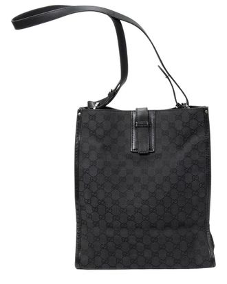 Gucci Black Monogrammed Canvas Vertical Tote (Authentic Pre-Loved)