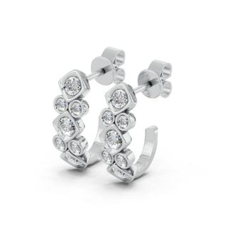 Diamond2Deal Sterling Silver 1.02 Ct Round Lab Grown Diamond J-Hoop Earrings