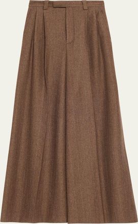 Loro Piana Timon Metallic Pinstriped Wide-Leg Wool-Cashmere Trousers
