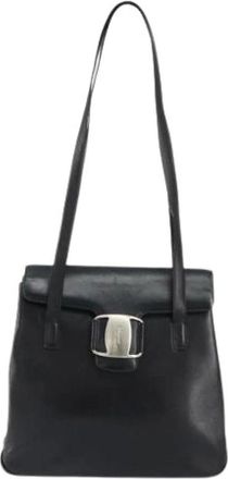 Ferragamo Pre-owned Shoulder Bags, female, Black, Size: ONE SIZE Pre-owned Leather Shoulder Bag
