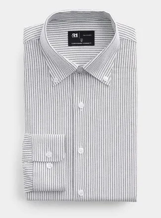 Le 31 Mens Vertical-stripe Oxford shirt Standard fit