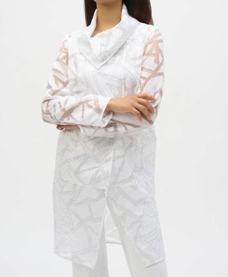 Joseph Ribkoff Abstract Organza Cocoon Jacket In White/black