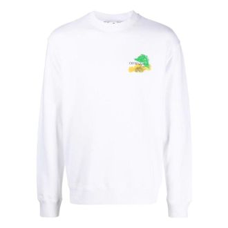 Off-white Brush Arrow Slim Crew Neck Sweatshirt White OMBA057S23FLE0010184
