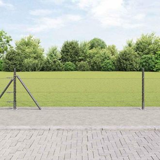 vidaXL Reja Con Postes Gris 0.4 X 50 M Acero Recubierto De Pvc Vidaxl