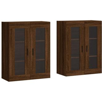vidaXL Vidaxl - Armarios De Pared 2 Uds Madera De Ingenier&iacute;a Marr&oacute;n Roble