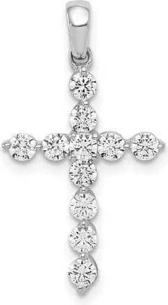 Diamond2Deal 14K White Gold Lab Grown Diamond Cross Pendant (0.5ct, VS, G-H)