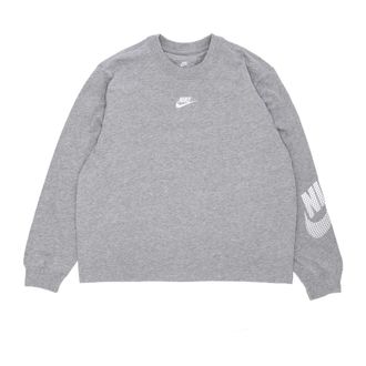 Nike Tops, Dames, Grijs, S, Katoen, Longsleeve T-shirt met ronde hals