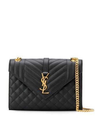 Saint Laurent Schoudertas met logo - Zwart