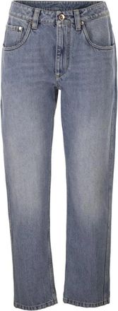 Brunello Cucinelli Rechte Jeans - Dames - Regular Fit Jeans - Blauw - L - Katoen - Jeans