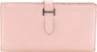 Herm&egrave;s Pink Leather Long Wallet (Bi-Fold) (Pre-Owned)