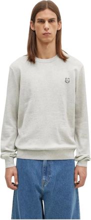 Maison Kitsun&eacute; Truien & Vesten, Heren, Grijs, XL, Wol, Fox Head Patch Sweater