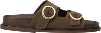 Maison Toufet Schoenen, Dames, Groen, 41 EU, Leer, Sandaal Bonnie