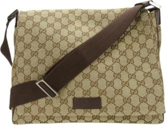 Gucci Pre-owned Cross Body Bags, male, Beige, Size: ONE SIZE Pre-owned GG canvas messenger bag