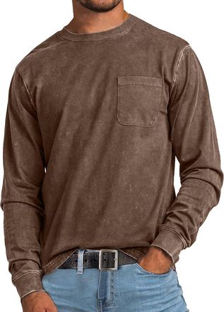 Generic Mock Turtleneck for Men Vintage Washed Distressed Long Sleeve Shirts Fitness Workout Gym Muscle Tee Shirt Loose Pullover Top, Coffee, L