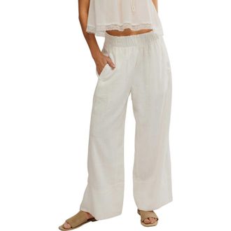 Free People Days End Linen Blend Pants in Clean Ivory at Nordstrom, Size X-Large