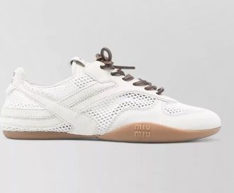 Miu Miu mesh and suede low-top sneakers