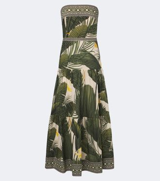 Johanna Ortiz Printed strapless cotton poplin maxi dress