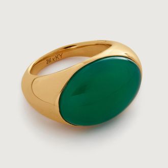 Monica Vinader Gold Kate Young Gemstone Ring Green Onyx