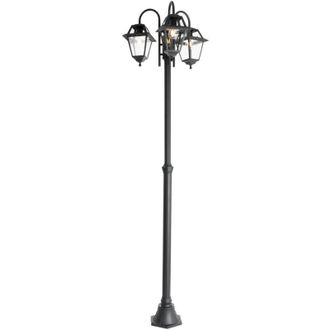 QAZQA Cl&aacute;sico/antiguo Farol Cl&aacute;sico De Exterior Negro 235 Cm 3 Luces Ip44 - Berta Aluminio /vidrio Cuadrada Adecuado Para Led Max. 3 X 60 Watt - Qazqa