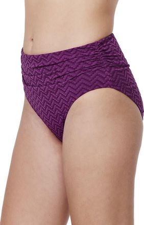 Gottex Medina Textured Shirred High Waist Swim Bottom in Wine at Nordstrom, Size 12