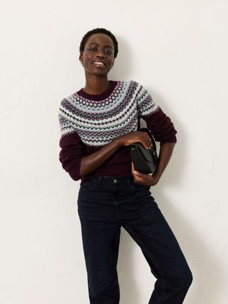 Fat Face FatFace Franki Purple Fairisle Knitted Crew Neck Jumper