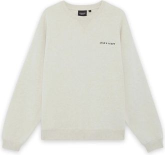 Lyle & Scott Hoodies & sweatvesten, Heren, Beige, M, Katoen, Loopback Geborduurd Sweatshirt met Ronde Hals