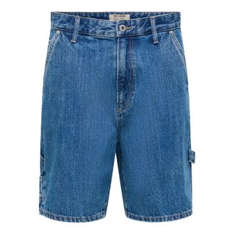 Only & Sons Only & Sons, Korte Broeken, Heren, Blauw, S, Denim, Onsfade Carpenter Denim Shorts