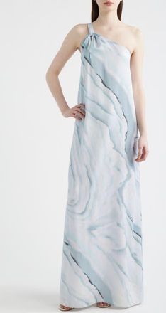 BOSS Dantea One-Shoulder Dress in Pale Lagoon Ocean Tide Print at Nordstrom, Size 10