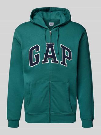 GAP Sweatjacke mit Logo und K&auml;nguru-Tasche in Smaragd, Gr&ouml;&szlig;e XXL