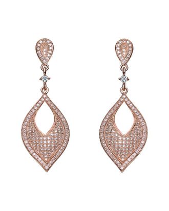 Genevive 14K Rose Gold Vermeil Cz Drop Earrings