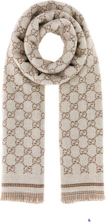 Gucci Beige Signature Wool Scarf