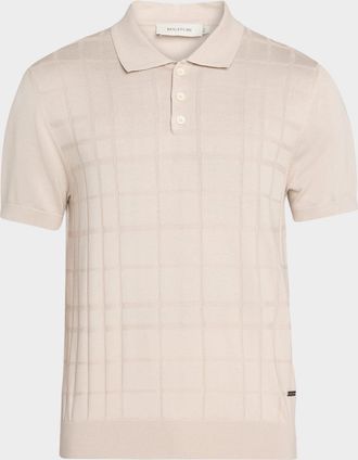 Bugatchi Men & apos;s Textured Grid Short-Sleeve Polo Sweater