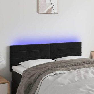 vidaXL Testiera a led Nera 144x5x78/88 cm in Velluto - Vidaxl