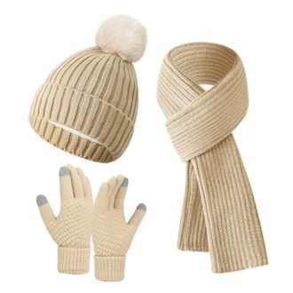 Generic 2026 Gloves Womens Winter Hat Scarf Glove Set Fleece Lined Knit Warm Long 3 PC (BG2, One Size) (3)