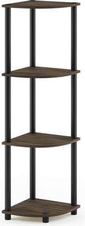 Furinno Turn-N-Tube 4-Tier Corner Display Rack Multipurpose Shelving Unit, Columbia Walnut/Black