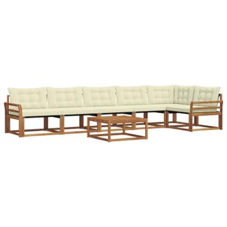vidaXL Conjunto De Sof&aacute;s De Exterior Con Coj&iacute;n 7 Pcs Natural Y Crema Vidaxl