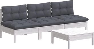 vidaXL Vidaxl - Muebles De Jard&iacute;n 4 Piezas Con Cojines Antracita Madera Pino