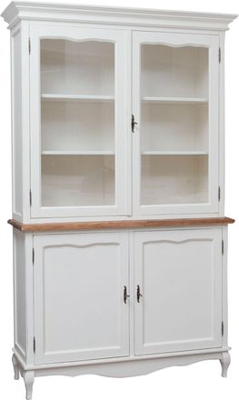 Biscottini International C&oacute;moda De Estilo Country De Madera Maciza De Tilo Armaz&oacute;n Blanco Acabado Con Efecto Natrual 125x42x207 Cm