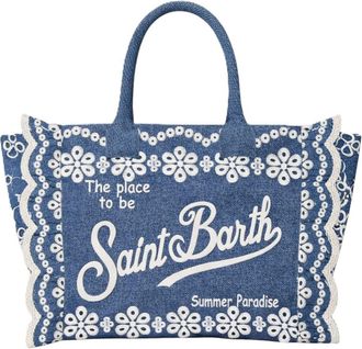 MC2 Saint Barth Structured Tote Bag with Floral Embroidery