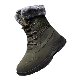 Generic Mens Winter Snow Boots Fleece Lining Mid Calf Lightweight Boot Anti-Slip Outdoor Waterproof Booties Fashion Casual Soft Walking Shoes Comfortable Ther