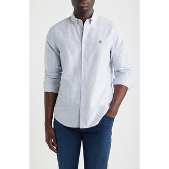 Nordstrom Sailboat Emblem Cotton Button-Down Oxford Shirt in Navy Even Stripe at Nordstrom, Size Xx-Large