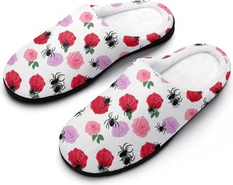 Generic Spider Rose Womens Slippers Winter Warm House Shoes Indoor Outdoor Hotel Slipper