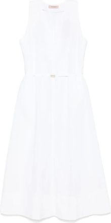 Twin-Set Midi-jurk met logoplakkaat - Wit