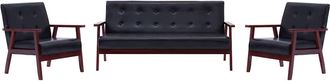 vidaXL Vidaxl - Juego De Sof&aacute;s 3 Piezas De Cuero Sint&eacute;tico Negro