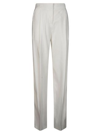 Elisabetta Franchi White High Waist Pleated Flap Trousers