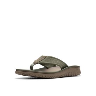 Clarks Mens Wesley Belt Flip-Flop, Olive Textile, 11 UK
