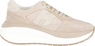 Hogan Brown H Lace-Up Side-Logo Leather Sneakers