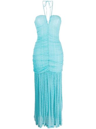 Ganni Abito midi con scollo allamericana - Blu