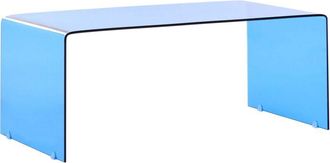 Beliani Glass Coffee Table Blue Semi-Transparent Finish 100 x 50 cm Rectangular Minimalist KENDALL